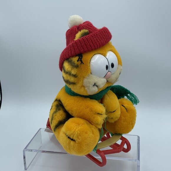 Garfield on a Sled Plush Stuffed Animal w/ Tags Reindeer Odie Dakin 9" Winter - Picture 2 of 10